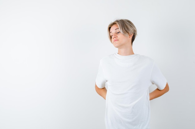 Free Photo handsome teen boy in a white t-shirt