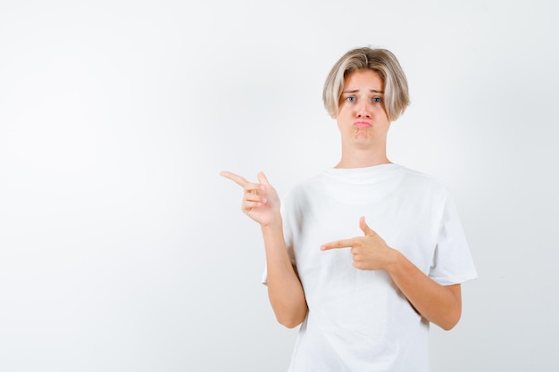 Handsome teen boy in a white t-shirt