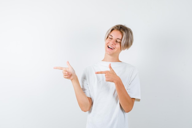 Handsome teen boy in a white t-shirt