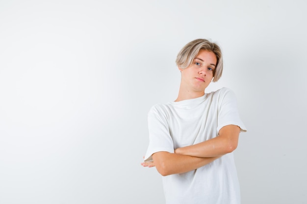 Free Photo handsome teen boy in a white t-shirt