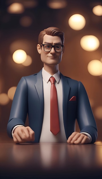 Free photo handsome young man in suit and glasses sitting at the table