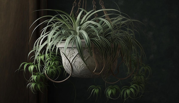 Free Photo a hanging plant pot with the word air on it