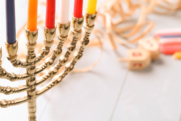 Free Photo hanukkah decoration with candles