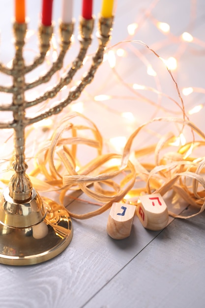 Free Photo hanukkah decoration with candles