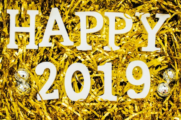 Free Photo happy 2019 inscription on spangles 