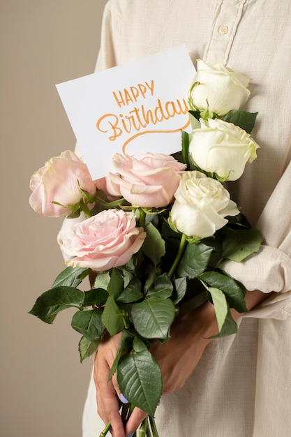 Happy birthday card with flowers arrangement