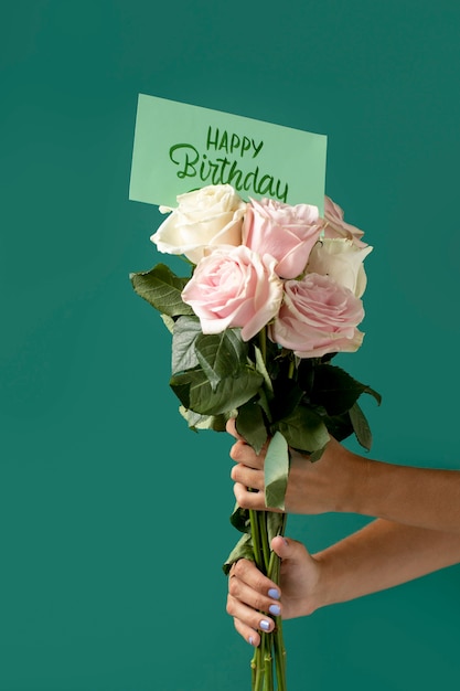 Happy birthday card with flowers arrangement