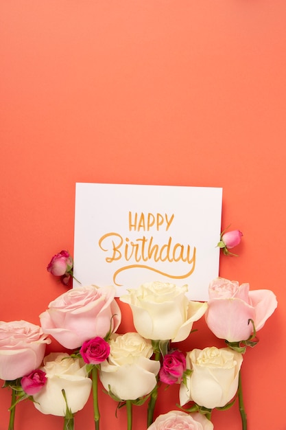 Happy birthday card with flowers arrangement