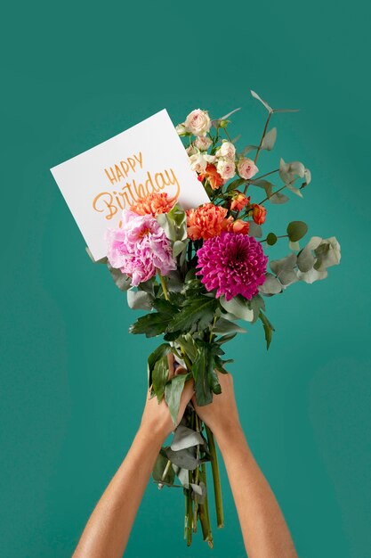 Happy birthday card with flowers assortment