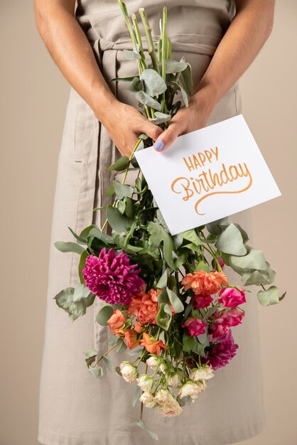 Happy birthday card with flowers assortment