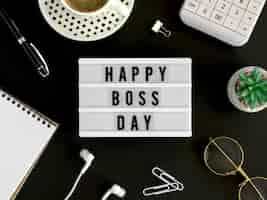 Free photo happy boss day on light box