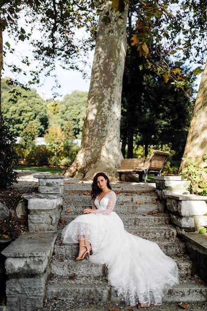 Free Photo happy bride woman in a wedding dress posing