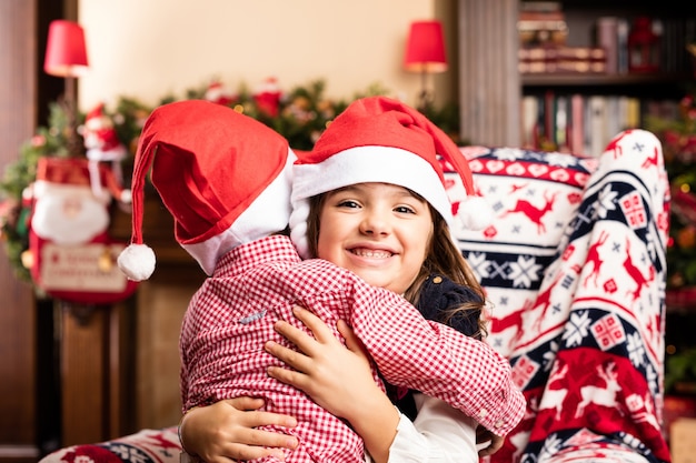 Free photo happy brothers hugging