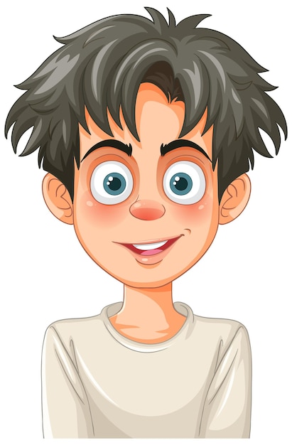 Free photo happy cartoon boy with big eyes