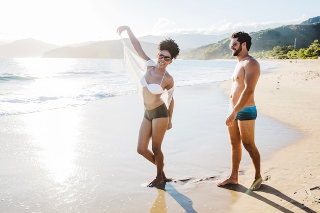 Happy couple at the beach