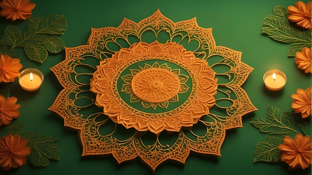 Free Photo happy diwali greeting card with mandala vector illustration