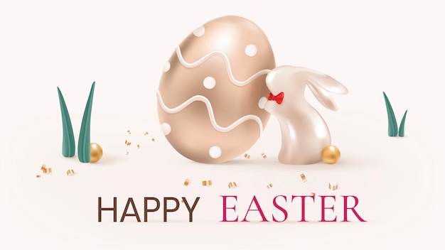 Happy Easter with eggs celebration greeting rose gold luxury social banner