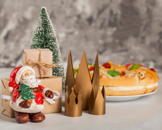 Happy epiphany tasty cake and santa claus