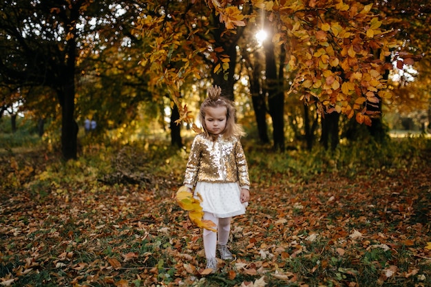 Happy family on autumn walk