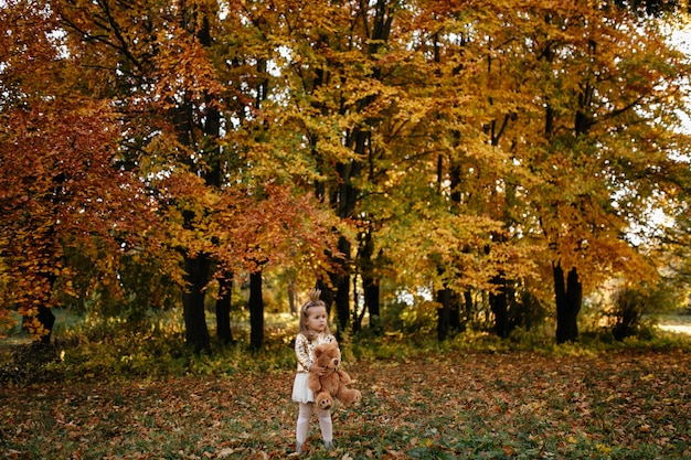 Happy family on autumn walk