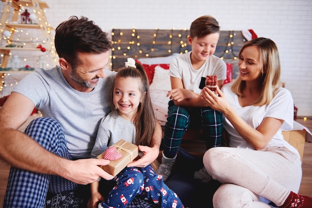 Happy family in Christmas time