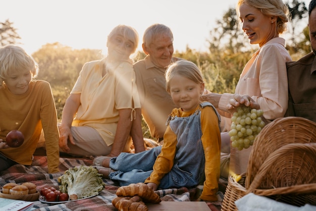 Free photo happy family outdoors close up