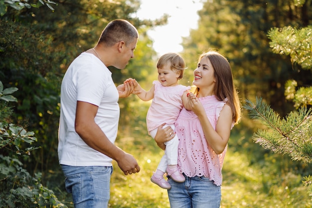 Happy family outdoors spending time together