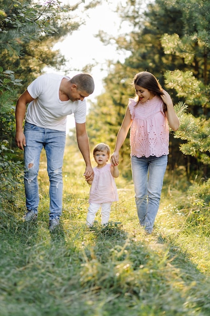 Happy family outdoors spending time together