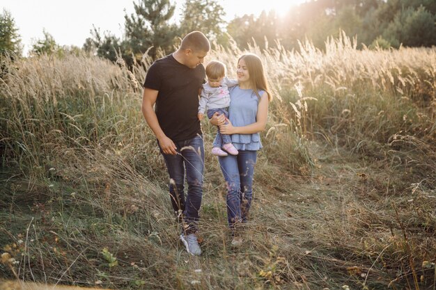 Happy family outdoors spending time together