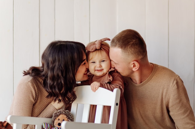 A happy family posing