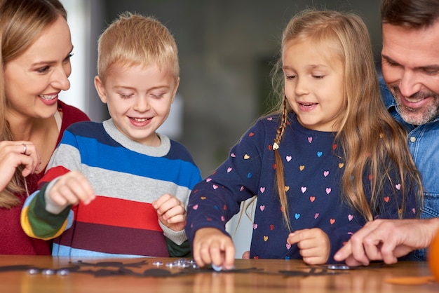 Free Photo happy family spending halloween together