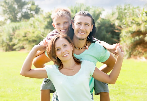 Happy family of three