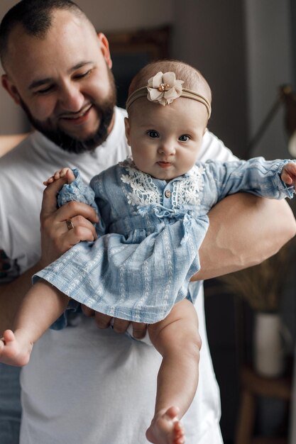 Free photo happy father and child indoor