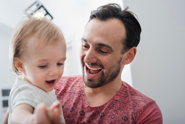 Happy father with his son