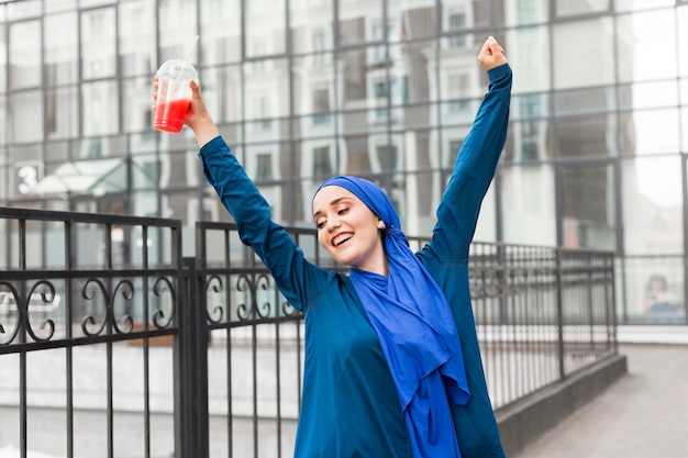 Happy girl wearing a hijab