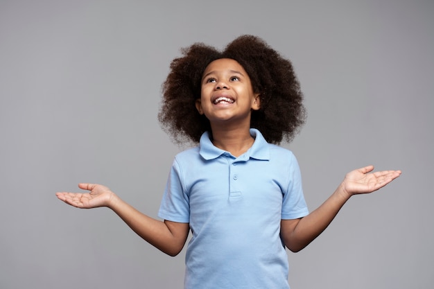 Happy girl with adorable hair smiling