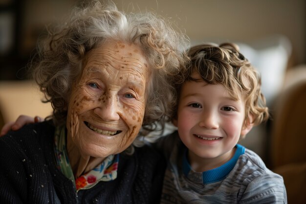 Happy grandparent and grandchild scene in celebration of grandparent's day