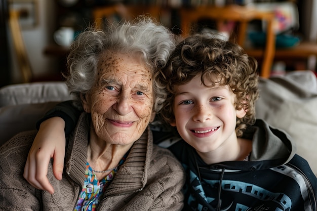 Happy grandparent and grandchild scene in celebration of grandparent's day