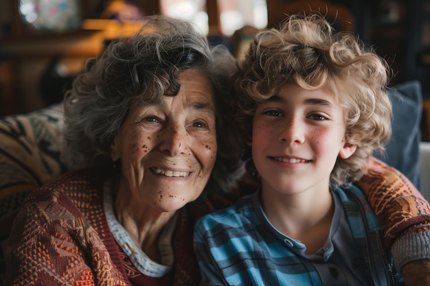 Happy grandparent and grandchild scene in celebration of grandparent's day