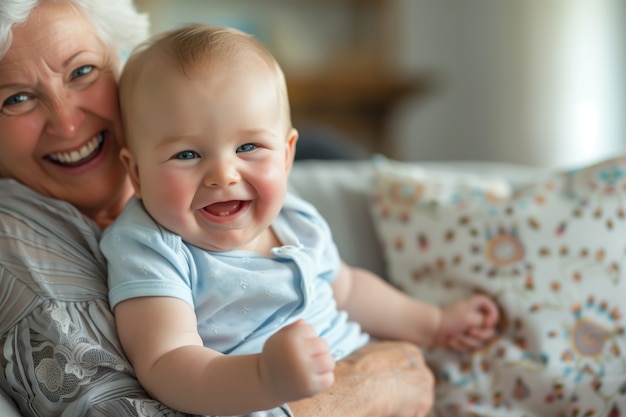 Happy grandparent and grandchild scene in celebration of grandparent's day