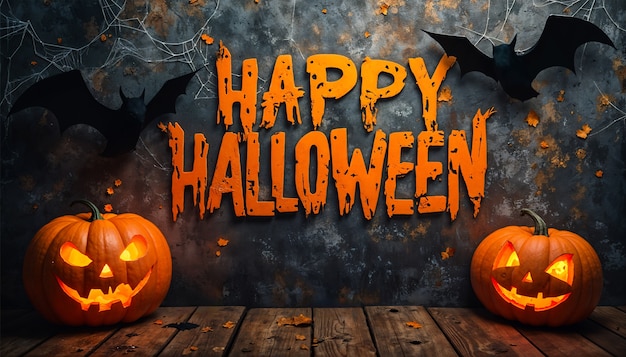 Free photo happy halloween background with pumpkin