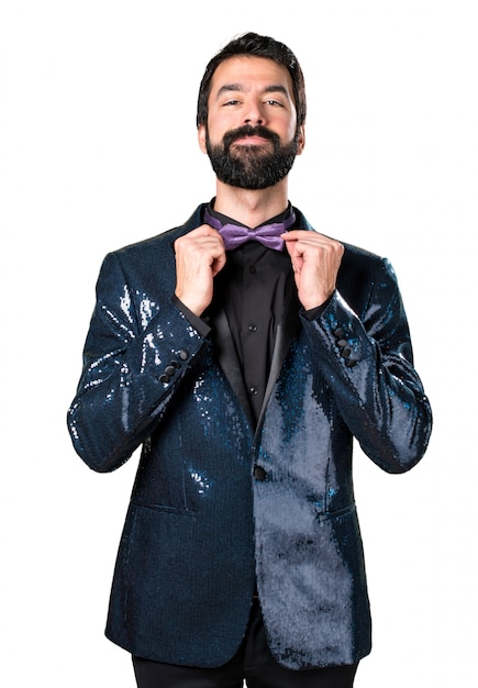 Free Photo happy handsome man with sequin jacket