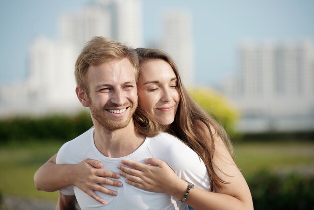 Happy in her embrace