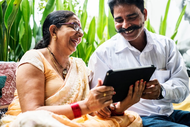 Free photo a happy indian couple spending time together