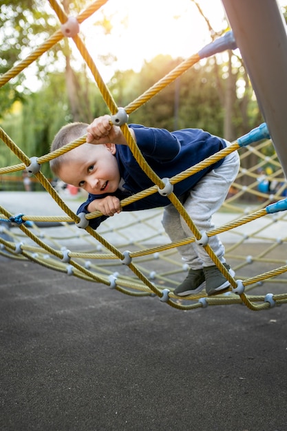 Happy kid playing outdoors