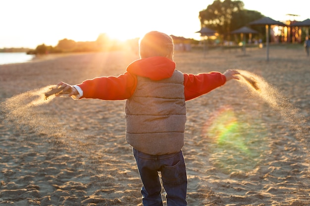 Happy kid playing outdoors