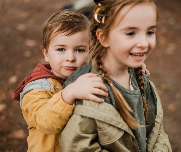 Free photo happy kids having fun outdoors