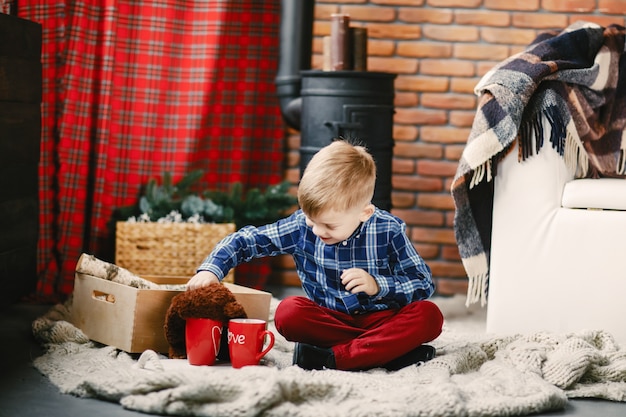 happy little boy playing