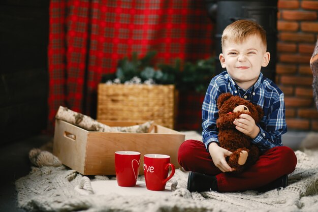 happy little boy playing