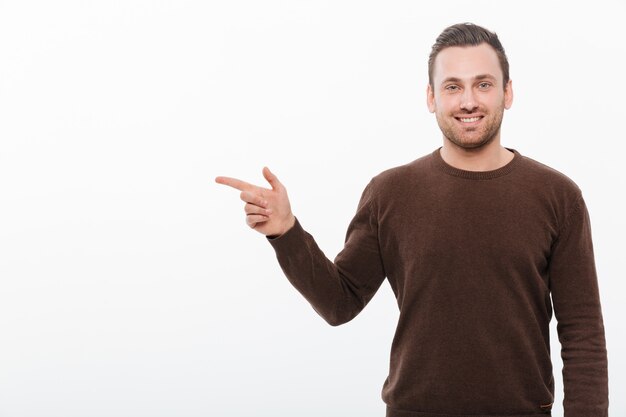 Happy man standing isolated